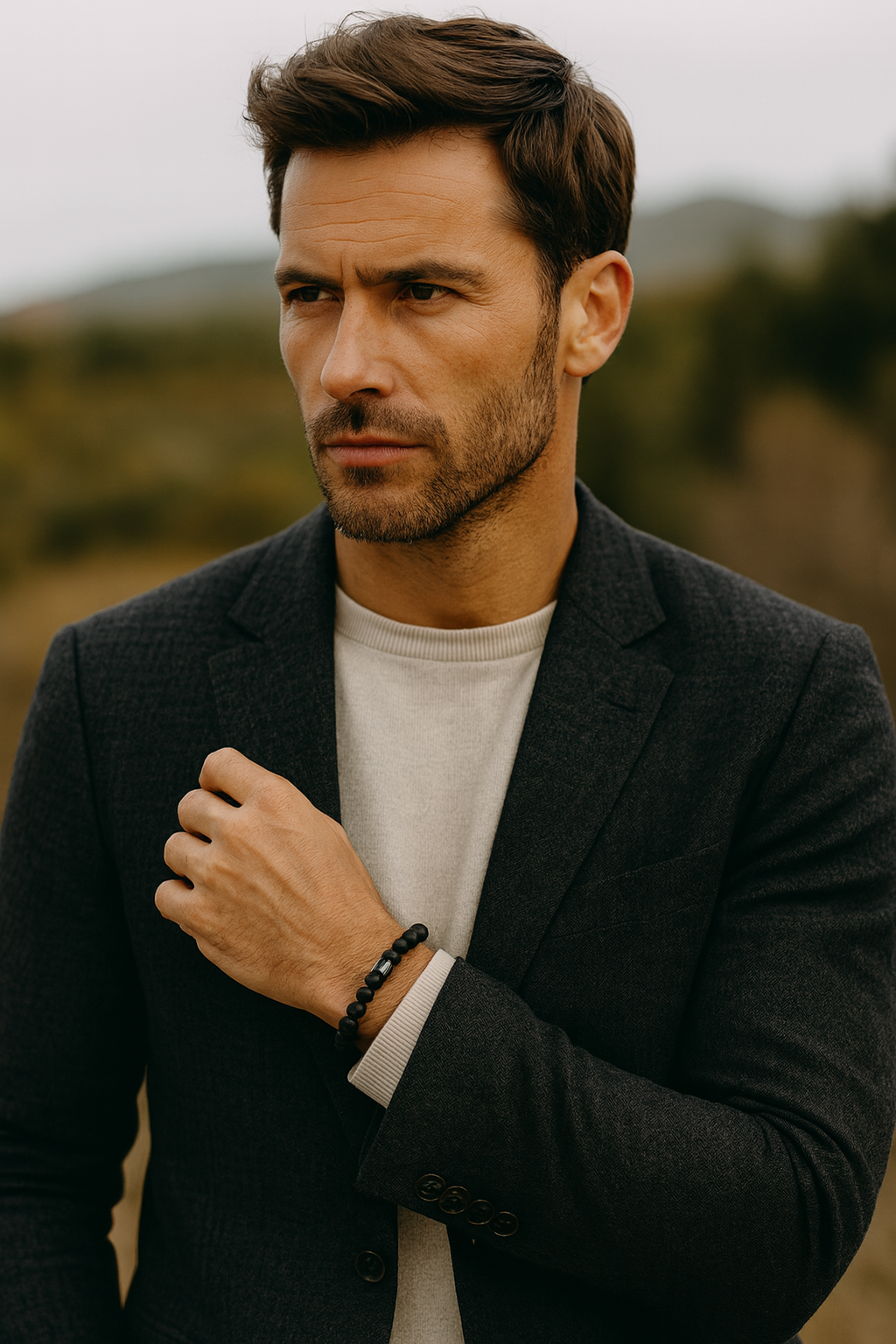 Bracelet en Pierre de Lave & Hématite Magnétique