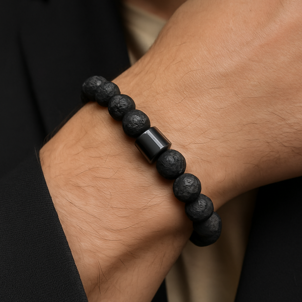 Bracelet en Pierre de Lave & Hématite Magnétique