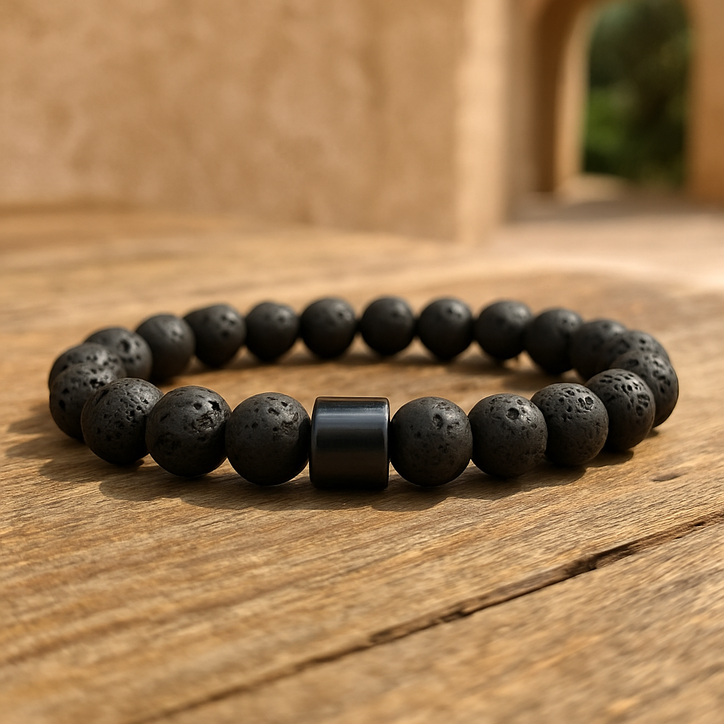 Bracelet en Pierre de Lave & Hématite Magnétique