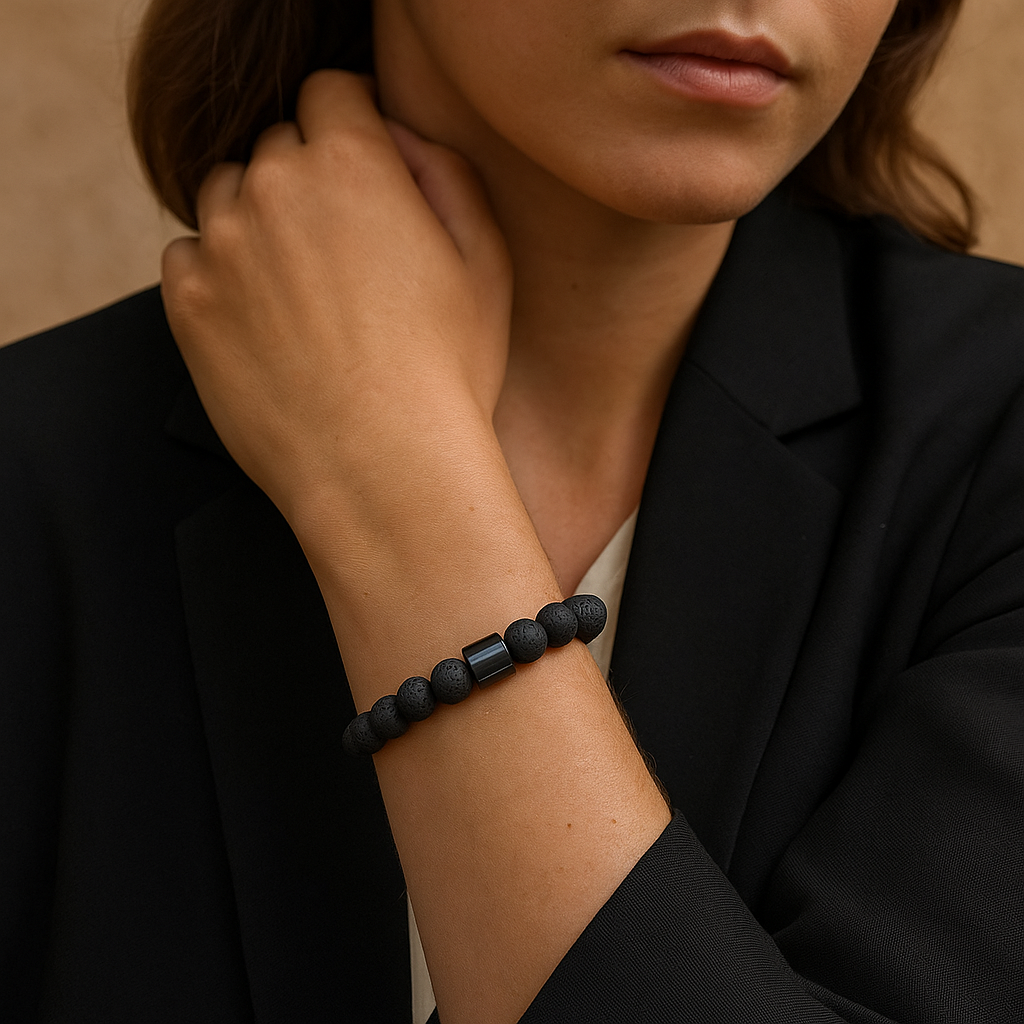 Bracelet en Pierre de Lave & Hématite Magnétique